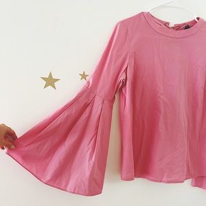 Bell Sleeve Rose Pink Top 70s 60s